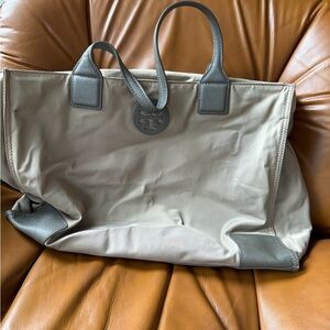 Tory Burch Gray and Tan Tote Bag
